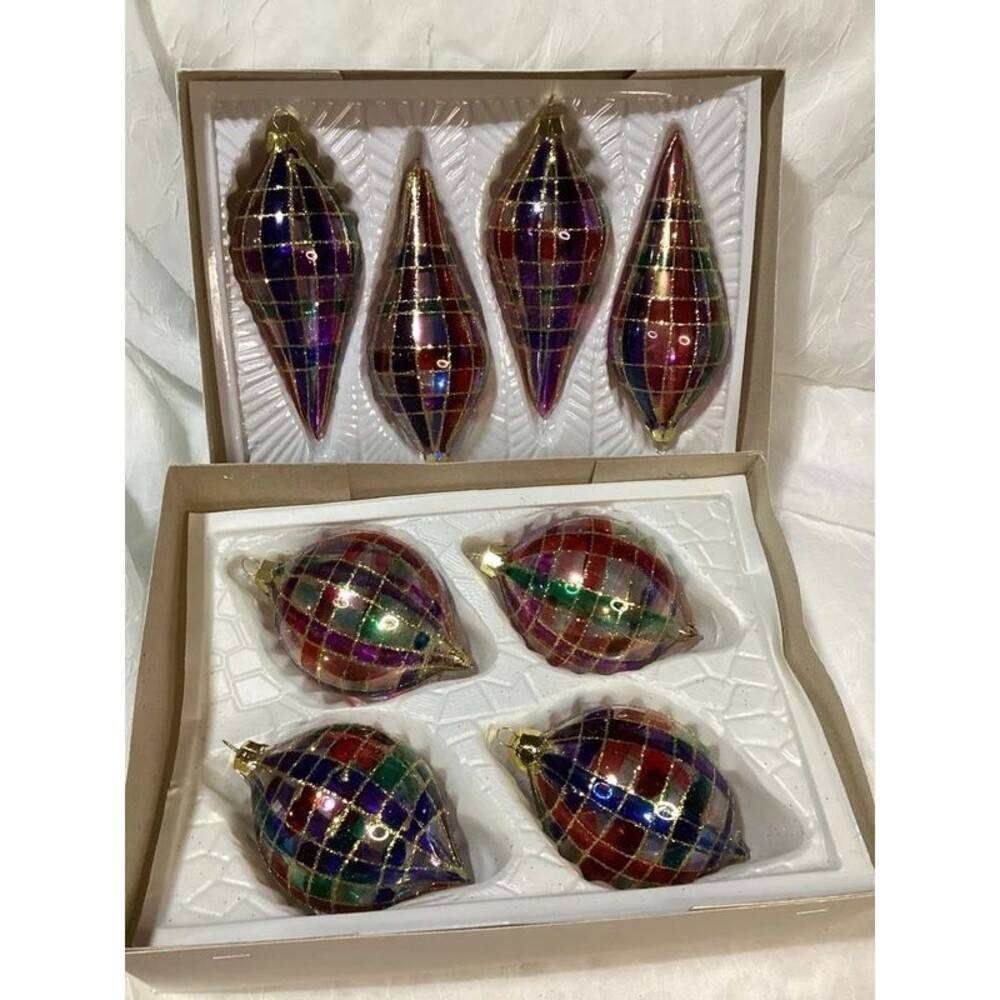 Beautiful Glass Commodore Christmas Classic Ornaments Two Complete Boxes (8)